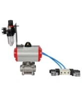 Кран шаровой DN.ru BV3232P(3pc)-FP-W-ISO-H Ду65 Ру25, полнопроходной под приварку, нержавеющая сталь SS316, уплотнение - PTFE, с пневмоприводом PA-DA-083 двойного действия, с пневмораспределителем 4V320-08 AC220V, с БПВ AFC2000
