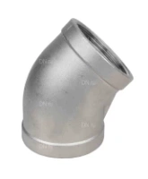 Отвод (полуотвод) DN.ru ВР-ВР-304 1 1/2″ Ду40 Ру16 угол 45°, корпус - нержавеющая сталь 304, присоединение - внутренняя / внутренняя резьба