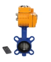Затвор дисковый поворотный DN.ru WBV1432E-2W-Fb-H Ду100 Ру16, корпус - чугун GGG50, диск - нержавеющая сталь 316L, уплотнение - EPDM, с электроприводом DN.ru QT-N-010EM-B1-220VAC-У1 220В (0-10В) HARK
