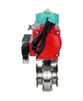 Затвор дисковый поворотный кламповый DN.ru WBV3131S-2W-C-H Ду40 Ру10 корпус - пищевая нержавеющая сталь 304, уплотнение - Silicon, с пневмоприводом PA-DA-052, пневмораспределителем 4M310-08 AC220V и магнитным переключателем ALS200D