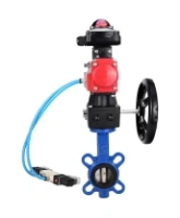 Затвор дисковый поворотный DN.ru WBV1413E-2W-Fb-H Ду150 Ру16, корпус - чугун GGG50, диск - чугун GGG40, EPDM, с пневмоприводом PA-DA-105 двойного действия, с пневмораспределителем 4V320-08 AC220V, с БКВ APL-210N, с ручным дублером MON3-700-T38-ISO