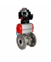 Кран шаровой DN.ru BV3232P(2pc)-FP-F-ISO-H Ду150 Ру16, 24х24, фланцевый, полнопроходной, нержавеющая сталь SS316, уплотнение - PTFE, с пневмоприводом PA-DA-140, пневмораспределителем 4V320-08 AC220V, БКВ APL-510N-EX