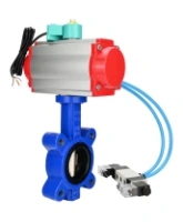 Затвор дисковый поворотный DN.ru WBV1616E-2W-Fb-H Ду50 Ру16 LUG межфланцевый, корпус - чугун QT450, диск - чугун QT450, уплотнение - EPDM, с пневмоприводом PA-SA-083, пневмораспределителем 4V320-08 AC220V и магнитным переключателем ALS200D