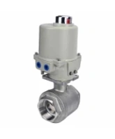 Кран шаровой DN.ru BV3232P(2pc)-FP-T-ISO-H Ду25 Ру63 полнопроходной двухходовой, нержавеющая сталь SS316, внутренняя резьба, уплотнение - PTFE, с электроприводом ГЗ-ОФ-25/5,5К 24В