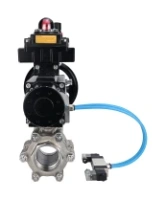 Кран шаровой DN.ru BV3232P(3pc)-FP-SW-ISO-H Ду100 Ру63 полнопроходной, корпус - нержавеющая сталь SS316, под приварку, с пневмоприводом PA-DA-105-1, пневмораспределителем 4V320-08 AC220V, БКВ APL-410N EX, БПВ AFC2000