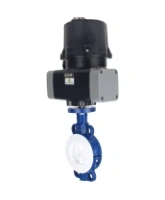 Затвор дисковый поворотный DN.ru WBV3434Pf-2W-Fb-H Ду80 Ру16 корпус - углеродистая сталь WCB, диск - углеродистая сталь WCB, футерованный PTFE, уплотнение - PTFE, с электроприводом четвертьоборотным DN.ru QTSA-N-007EM-O0-220VAC с пружинным возвратом