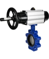 Затвор дисковый поворотный DN.ru WBV1631E-2W-Fb-H Ду125 Ру16 LUG корпус - чугун QT450, диск - нержавеющая сталь 304, уплотнение - EPDM, с пневмоприводом DN.ru PA-DA-105-1