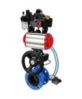Затвор дисковый поворотный DN.ru WBV1313E-2W-F-H Ду100 Ру16 фланцевый, корпус - чугун GGG40, диск - чугун GGG40, EPDM, с пневмоприводом DN.ru PA-DA-105, пневмораспределителем 4V320-08 AC220V, БКВ APL-410N EX, дублером MON1-250-T26-ISO и БПВ AFC2000