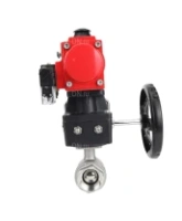 Кран шаровой DN.ru BV3232P(2pc)-FP-T-ISO-H Ду65 Ру40 полнопроходной двухходовой, нержавеющая сталь SS316, внутренняя резьба, PTFE, с пневмоприводом PA-DA-083 двойного действия, с пневмораспределителем 4M310-08 DC24V, с ручным дублером MON2-450-T28-ISO