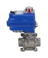 Кран шаровой DN.ru BV3232P(3pc)-FP-W-ISO-H Ду20 Ру63 полнопроходной двухходовой, нержавеющая сталь SS316, под приварку, уплотнение - PTFE, с 1/4-оборотным электроприводом DN.ru QT-N-003EM-O1-12VDC-У1 blue