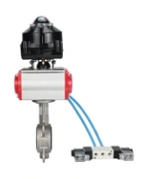 Затвор дисковый поворотный DN.ru WBV3232V-2W-Fb-H Ду200 Ру16, корпус - нержавеющая сталь 316L, диск - нержавеющая сталь 316L, уплотнение - Viton, с пневмоприводом PA-DA-130 двойного действия, с пневмораспределителем 4V320-08 AC220V, с БКВ APL-510N EX