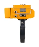 Затвор дисковый поворотный DN.ru WBV4242E-2W-Fb-ISO Дн80 Ру10 межфланцевый, корпус - НПВХ, диск - НПВХ, уплотнение - EPDM, с электроприводом DN.ru QT-N-005EM-B1-220VAC-У1 c датчиком обратной связи и входным управляющим сигналом 0-10В HARK