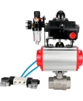Кран шаровой DN.ru BV3232P(2pc)-FP-T-ISO-H Ду100 Ру40 полнопроходной, внутренняя резьба, нержавеющая сталь 316, уплотнение - PTFE, с пневмоприводом PA-SA-130, пневмораспределителем 4V320-08 AC220V, БКВ APL-410N EX, БПВ AFC2000
