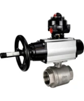 Кран шаровой DN.ru BV3232P(2pc)-FP-T-ISO-H Ду100 Ру40 полнопроходной двухходовой, нержавеющая сталь SS316, внутренняя резьба, уплотнение - PTFE, с пневмоприводом PA-DA-105-1 двойного действия, с пневмораспределителем 4M310-08 AC220V, с БКВ APL-510N EX