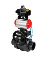 Кран шаровой DN.ru BV4242E-FP-GRM-ISO Дн50 Ру10 полнопроходной, корпус - НПВХ, шар - НПВХ, уплотнение - EPDM, с пневмоприводом PA-DA-052, пневмораспределителем 4V320-10 AC220V, ручным дублером MON1-250-T26-ISO и БКВ APL-410N EX