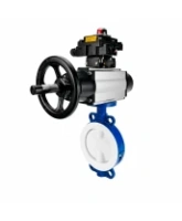 Затвор дисковый поворотный DN.ru WBV3434Pf-2W-Fb-R Ду200 Ру16, корпус - углеродистая сталь WCB, диск - углеродистая сталь WCB, футерованный PTFE, уплотнение - PTFE, с пневмоприводом PA-DA-105-1 и БКВ APL-410N EX