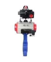 Затвор дисковый поворотный DN.ru WBV1631E-2W-Fb-H Ду100 Ру16 LUG корпус - чугун QT450, диск - нержавеющая сталь 304, уплотнение - EPDM, с пневмоприводом DN.ru PA-DA-083, пневмораспределителем 4M310-08 AC220V и БКВ APL-410N EX