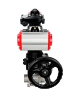 Кран шаровой DN.ru BV3232P(3pc)-FP-W-ISO-H WDVF Ду25 Ру63 полнопроходной, трехсоставной, корпус - нержавеющая сталь 316, уплотнение - PTFE, под приварку, с пневмоприводом PA-DA-052, БКВ APL-210N, ручным дублером MON1-250-T26-ISO