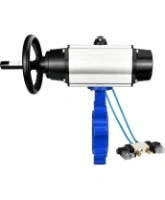 Затвор дисковый поворотный DN.ru WBV1616E-2W-Fb-H Ду125 Ру16 LUG корпус - чугун QT450, диск - чугун QT450, уплотнение - EPDM, с пневмоприводом DN.ru PA-DA-105-1 и пневмораспределителем 4V320-08 AC220V