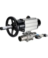 Кран шаровой DN.ru BV3232P(3pc)-FP-W-ISO-H LONG Ду80 Ру25, полнопроходной, трехсоставной, нержавеющая сталь 316, уплотнение - PTFE, под приварку, с пневмоприводом PA-DA-105-1, с пневмораспределителем 4V320-08 AC220V