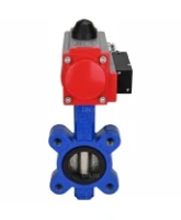 Затвор дисковый поворотный DN.ru WBV1616E-2W-Fb-H Ду100 Ру16 LUG корпус - чугун QT450, диск - чугун QT450, уплотнение - EPDM, с пневмоприводом DN.ru PA-DA-083 и пневмораспределителем 4M310-08 AC220V