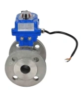 Кран шаровой DN.ru BV3232P(2pc)-FP-F-ISO-H Ду15 Ру40 полнопроходной двухходовой, нержавеющая сталь, фланцевый, уплотнение - PTFE, с эл.приводом DN.ru QT-N-003EM-O1-12VDC-У1 blue