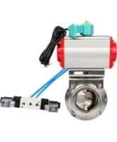 Затвор дисковый поворотный DN.ru WBV3131S-2W-T-H Ду40 Ру10 резьбовой, корпус - пищевая нержавеющая сталь 304, уплотнение - Silicon, с пневмоприводом PA-SA-065, пневмораспределителем 4V320-08 AC220V и магнитным переключателем ALS200D