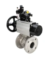 Кран шаровой DN.ru BV3232P(2pc)-FP-F-ISO-H Ду100 Ру16, полнопроходной фланцевый, нержавеющая сталь SS316, уплотнение - PTFE, с пневмоприводом PA-DA-105-1 двойного действия, с пневмораспределителем 4M310-08 AC220V, с БКВ APL-210N, с БПВ AFC2000