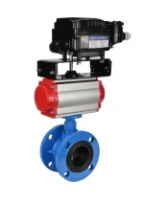 Затвор дисковый поворотный DN.ru WBV1313E-2W-F-H Ду100 Ру16 фланцевый, корпус - чугун GGG40, диск - чугун GGG40, уплотнение - EPDM, с пневмоприводом DN.ru PA-DA-105 и позиционером DN.ru YT-1000RSN без обратной связи