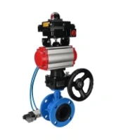 Затвор дисковый поворотный DN.ru WBV1313E-2W-F-H Ду100 Ру16 фланцевый, корпус - чугун GGG40, диск - чугун GGG40, EPDM, с пневмоприводом DN.ru PA-DA-105, пневмораспределителем 4V320-08 AC220V, БКВ APL-410N EX и ручным дублером MON1-250-T26-ISO