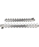 Коллекторная группа DN.ru GC4-31-12 1″ Ду25 Ру10 отводов — 12, в сборе с терморегулирующими клапанами и запорно-балансировочными клапанами, дренажным краном и воздухоотводчиком, с заглушками, без переходников, корпус - нержавеющая сталь AISI 304