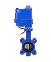 Затвор дисковый поворотный DN.ru WBV1631E-2W-Fb-H Ду50 Ру16 LUG межфланцевый, корпус - чугун QT450, диск - нержавеющая сталь AISI 304, уплотнение - EPDM, с электроприводом QT-N-003EM-O1-12VDC-У1 blue 12В