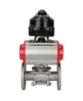 Кран шаровой DN.ru BV3131P(3pc)-FP-F-ISO-H Ду15 Ру40 фланцевый, полнопроходной, трехсоставной, корпус - нержавеющая сталь SS304, уплотнение - PTFE, с пн.приводом DN.ru PA-DA-052 пн.распределителем 4M310-08 AC220V и БКВ APL-510N-EX