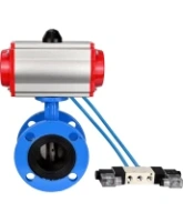 Затвор дисковый поворотный DN.ru WBV1313E-2W-F-H Ду100 Ру16 фланцевый, корпус - чугун GGG40, диск - чугун GGG40, уплотнение - EPDM, с пневмоприводом DN.ru PA-DA-105 и пневмораспределителем DN.ru 4V320-08 AC220V