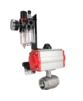 Кран шаровой DN.ru BV3232P(2pc)-FP-T-ISO-H Ду80 Ру40 полнопроходной двухходовой, нержавеющая сталь SS316, внутренняя резьба, уплотнение - PTFE, с пневмоприводом PA-SA-130 с возвратными пружинами, с пневмораспределителем 4M310-08 220В, с БПВ AFC2000
