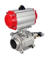 Кран шаровой DN.ru BV3232P(3pc)-FP-W-ISO-H WDVF Ду15 Ру63 полнопроходной, трехсоставной, корпус - нержавеющая сталь 316, уплотнение - PTFE, под приварку, с пневмоприводом PA-SA-065, пневмораспределителем 4V320-08 AC220V
