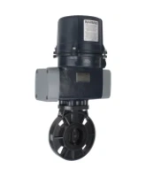 Затвор дисковый поворотный DN.ru WBV4242E-2W-Fb-ISO Дн80 Ру10 межфланцевый, корпус - НПВХ, диск - НПВХ, уплотнение - EPDM, с электроприводом DN.ru QTSA-N-003EM-O0-220VAC с пружинным возвратом