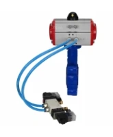Затвор дисковый поворотный DN.ru WBV1631E-2W-Fb-H Ду100 Ру16 LUG корпус - чугун QT450, диск - нержавеющая сталь 304, уплотнение - EPDM, с пневмоприводом DN.ru PA-DA-083 и пневмораспределителем 4V320-08 AC220V