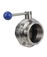 Затвор дисковый поворотный кламповый DN.ru WBV3131E-2W-C-H Ду80 Ру10 корпус - пищевая нержавеющая сталь 304, уплотнение – EPDM, присоединение - кламп (clamp), с рукояткой
