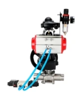 Кран шаровой DN.ru BV3232P(3pc)-FP-W-ISO-H LONG Ду50 Ру40 полнопроход., корпус - нерж.сталь 316, уплотнение - PTFE, под приварку, с пн.приводом PA-DA-083, пн.распределителем 4V320-08 AC220V, редуктором MON2-450-T28-ISO, БКВ APL-210N и БПВ AFC2000