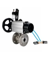 Кран шаровой DN.ru BV3232P(2pc)-FP-F-ISO-H WDVF Ду100 Ру16 полнопроходной, фланцевый, корпус - нержавеющая сталь 316, уплотнение - PTFE, с пневмоприводом PA-DA-105-1, пневмораспределителем 4V320-08 AC220V и БПВ AFC2000