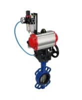 Затвор дисковый поворотный DN.ru WBV1413E-2W-Fb-H Ду150 Ру16, корпус - чугун GGG50, диск - чугун GGG40, EPDM, с пневмоприводом PA-DA-105 двойного действия, пневмораспределителем 4M310-08 AC220V, ручным дублером MON3-700-T38-ISO, БПВ AFC2000