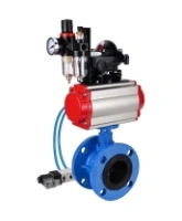 Затвор дисковый поворотный DN.ru WBV1313E-2W-F-H Ду100 Ру16 фланцевый, корпус - чугун GGG40, диск - чугун GGG40, EPDM, с пневмоприводом DN.ru PA-DA-105, пневмораспределителем DN.ru 4V320-08 AC220V, БКВ DN.ru APL-210N и БПВ DN.ru AFC2000