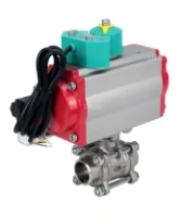 Кран шаровой DN.ru BV3232P(3pc)-FP-W-ISO-H Ду25 Ру63 полнопроходной, корпус - нержавеющая сталь 316, уплотнение - PTFE, под приварку, с пневмоприводом PA-DA-052, пневмораспределителем 4M310-08 AC220V и магнитным переключателем ALS200D
