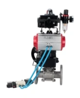 Кран шаровой DN.ru BV3131P(3pc)-FP-F-ISO-H Ду15 Ру40, фланцевый, полнопроходной, трехсоставной, нерж. сталь SS304, PTFE, с пневмоприводом PA-DA-052, пневмораспределителем 4V320-10 AC220V, БКВ APL-410N Ex, ручным дублером MON1-250-T26-ISO, БПВ AFC2000
