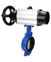 Затвор дисковый поворотный DN.ru WBV1413E-2W-Fb-H Ду150 Ру16, межфланцевый, корпус - чугун GGG50, диск - чугун GGG40, уплотнение - EPDM, с пневмоприводом DN.ru PA-DA-105-1 и пневмораспределителем 4M310-08 AC220V