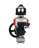 Кран шаровой DN.ru BV3232P(3pc)-FP-W-ISO-H Ду65 Ру25 под приварку, полнопроходной, корпус - нерж.сталь SS316, уплотнение - PTFE, с пн.приводом DN.ru PA-DA-083 пн.распределителем 4M310-08 AC220V редуктором MON2-450-T28-ISO БКВ APL-510N-EX