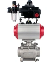 Кран шаровой DN.ru BV3232P(3pc)-FP-W-ISO-H WDVF Ду15 Ру63 полнопроходной, трехсоставной, корпус - нержавеющая сталь 316, уплотнение - PTFE, под приварку, с пневмоприводом PA-SA-065, пневмораспределителем 4M310-08 AC220V, БКВ APL-410N EX, БПВ AFC2000