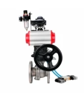 Кран шаровой DN.ru BV3232P(2pc)-FP-F-ISO-H WDVF Ду80 Ру16 полнопроходной, фланцевый, нержавеющая сталь 316, PTFE, с пневмоприводом PA-DA-105, пневмораспределителем 4V320-10 AC220V, БКВ APL-210N, БПВ AFC2000 и ручным дублером MON2-450-T28-ISO