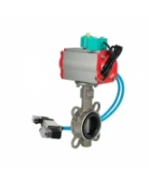 Затвор дисковый поворотный DN.ru WBV3232V-2W-Fb-H Ду50 Ру16, корпус - нержавеющая сталь 316L, диск - нержавеющая сталь 316L, уплотнение - VITON, с пневмоприводом PA-SA-083, пневмораспределителем 4V320-08 AC220V и магнитным переключателем ALS200D